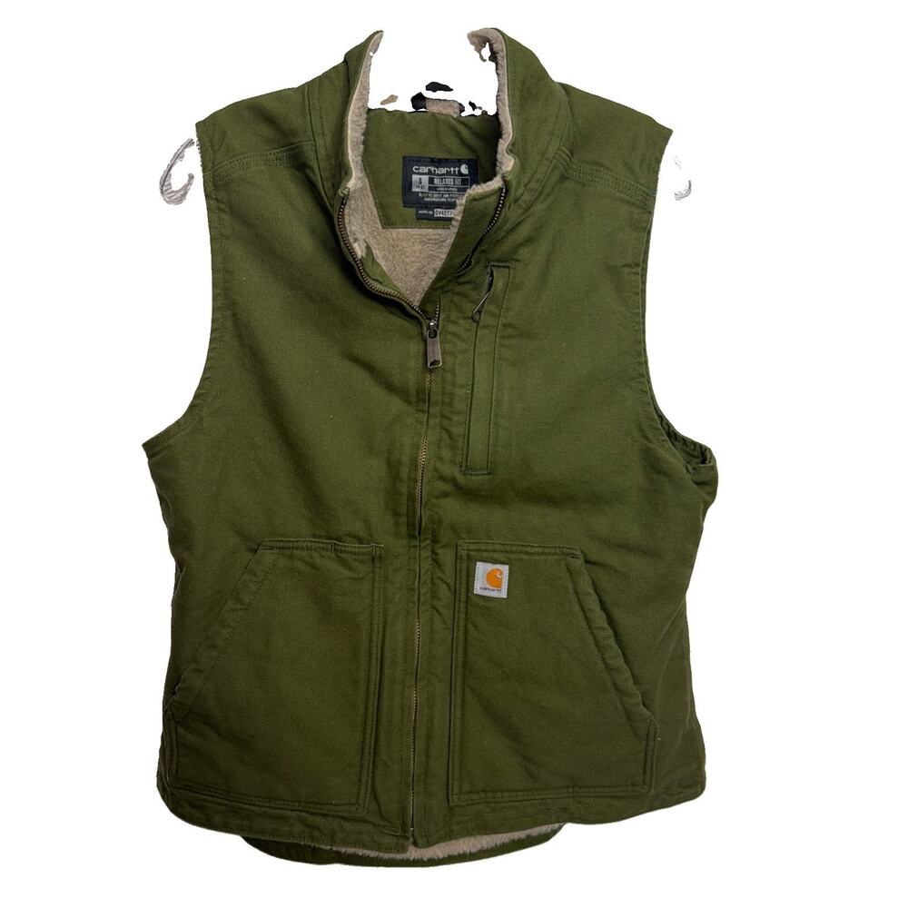 Carhartt Green Relaxed Fit Lined Full Zip Stand-Up Collar Women’s Vest Size S